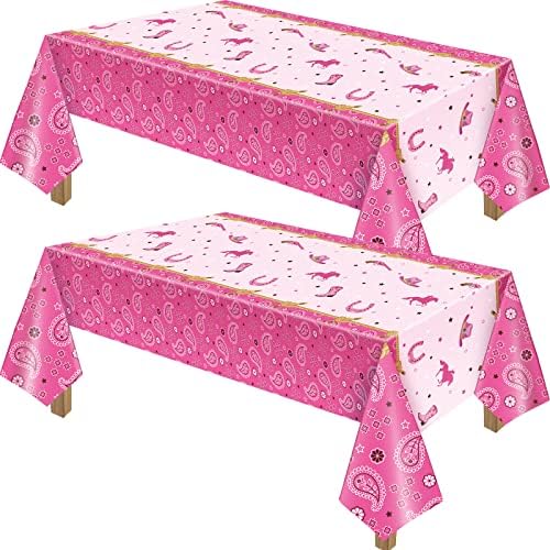 Tudomro Pink Cowgirl Party Table Cover Bandana Tablecloth 2 Pack