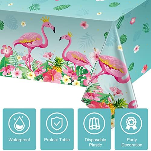 Mixweer 3 Piece Flamingo Tablecloths for Tropical Party