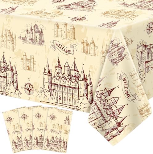 4Pcs Wizard Themed Tablecloth for Birthday Halloween Decor