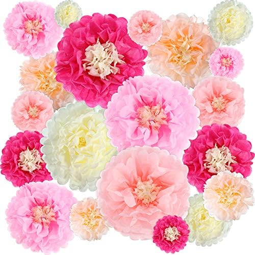 Gejoy 20 Piece Mexican Day of the Dead Paper Flower Pom Poms Set