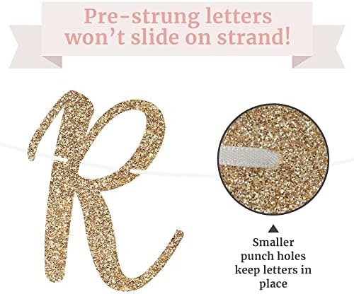 Pre-Strung Gold Glitter Happy Retirement Banner