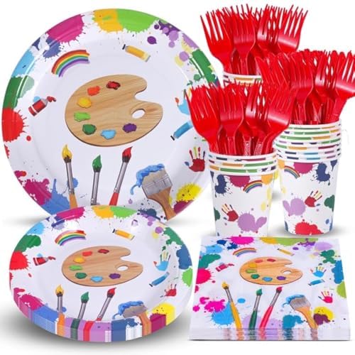 Atonofun Art Party Dinnerware Set for 24