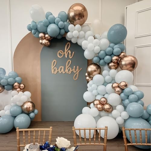 50 Pcs Blue Gold Balloons Set for Party Decorations