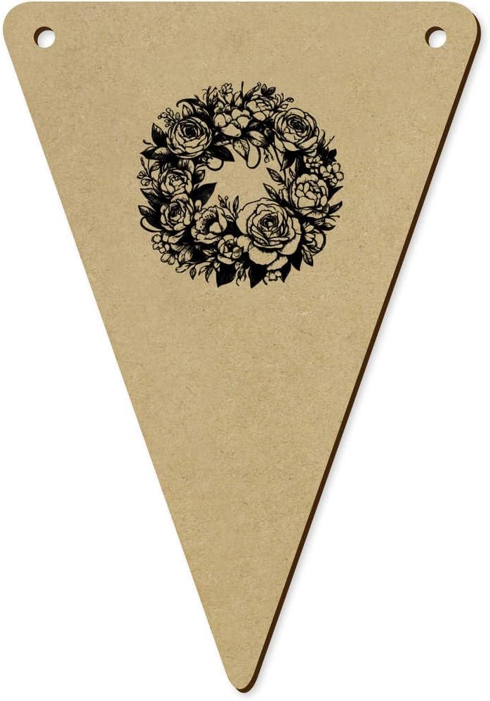 5 x 140mm Wreath of Roses Wooden Bunting Flags