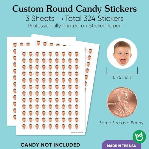 Custom Fun Face Candy Stickers with Personalized Design