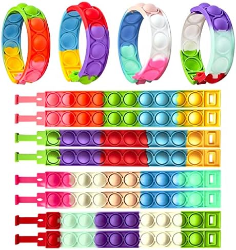 TwCare 32 PCS Glow in the Dark Pop It Fidget Bracelets Set