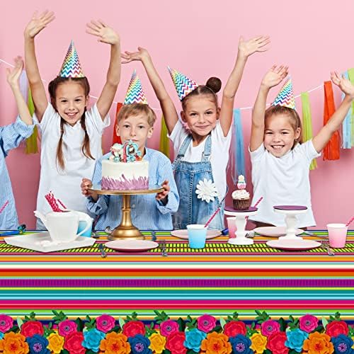 3 Pieces Mexican Fiesta Tablecovers Floral Stripes Party Decor