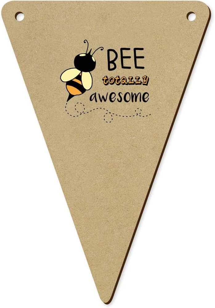 5 Piece 140mm Bee Totally Awesome Wooden Bunting Flags