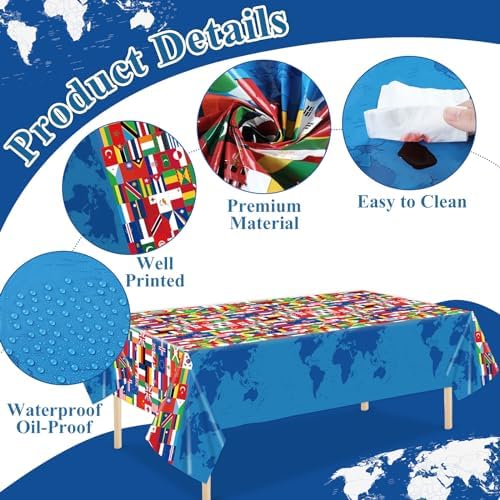 6 Pieces International Flag Table Cover for Parties