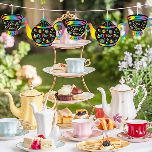 CY2SIDE Tea Party Scratch Art Cards 60PCS DIY Craft Kit