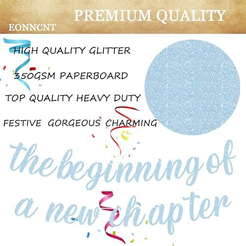 Pre-Strung New Chapter Light Blue Glitter Banner