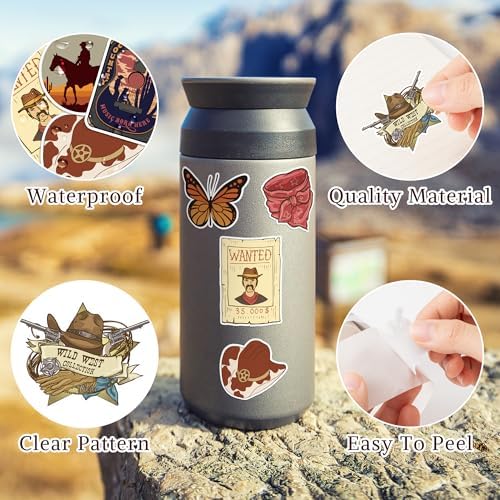 Western Cowboy Sticker Rolls 16 Designs 1000pcs Set