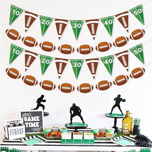 4 Piece Football Party Decor Kit with Banners and Flags