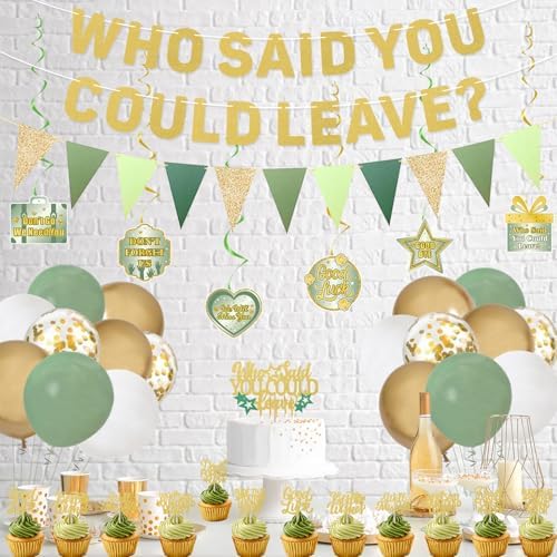 Roetyce Farewell Party Decorations Green Gold Banner Balloons Cake Toppers