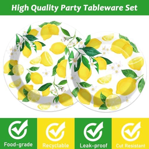 Wiooffen 96 Pcs Lemon Party Tableware Set