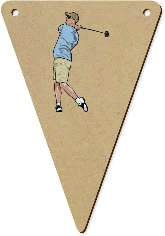 5 x 140mm Golf Player Wooden Bunting Flags