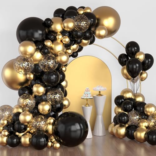 Black and Gold Balloon Garland Kit 114Pcs