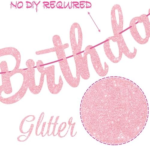 3Pcs Pink Glitter Surf Party Banners for Girls
