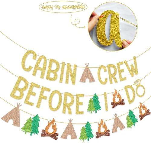 Glamoncha Gold Cabin Crew Bachelorette Party Banner Decorations