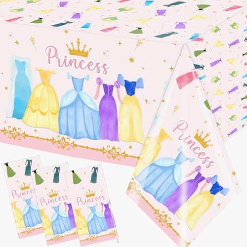 Cextoga Princess Tablecloths 3pcs Waterproof Party Decorations