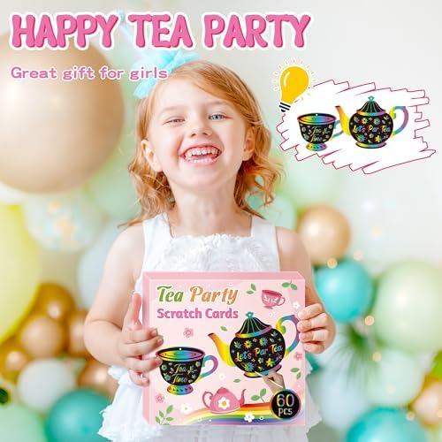 CY2SIDE Tea Party Scratch Art Cards 60PCS DIY Craft Kit