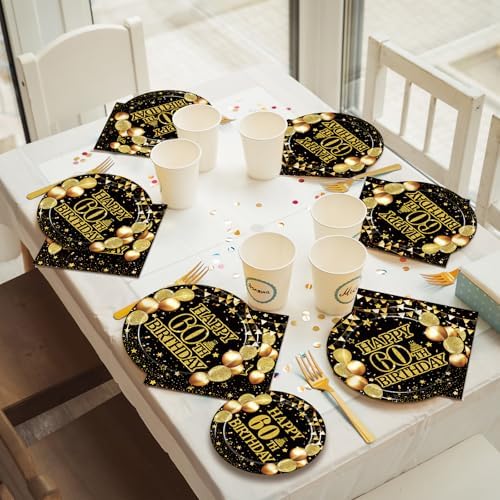 200Pcs 60th Birthday Tableware Set for 50 Guests