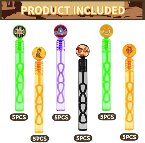 30 Pcs Western Cowboy Party Favors Mini Bubble Wand