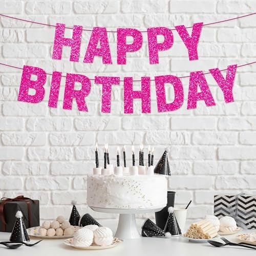 Prestrung Happy Birthday Banner with Glitter