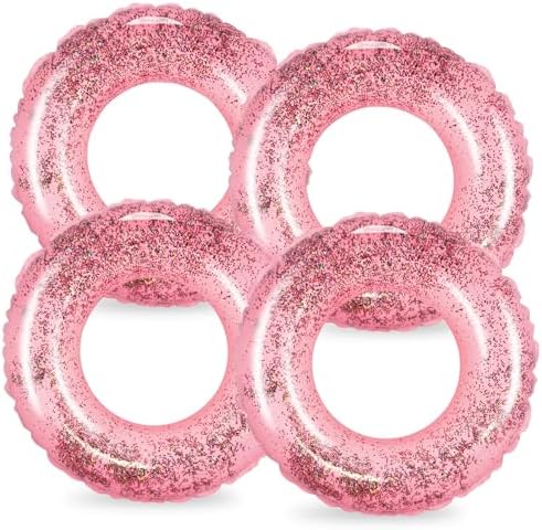 Whaline 4Pcs Glitter Rose Gold Swim Rings