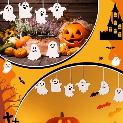 Motipuns 60 Pcs Halloween Ghost Scratch Card Craft Kit