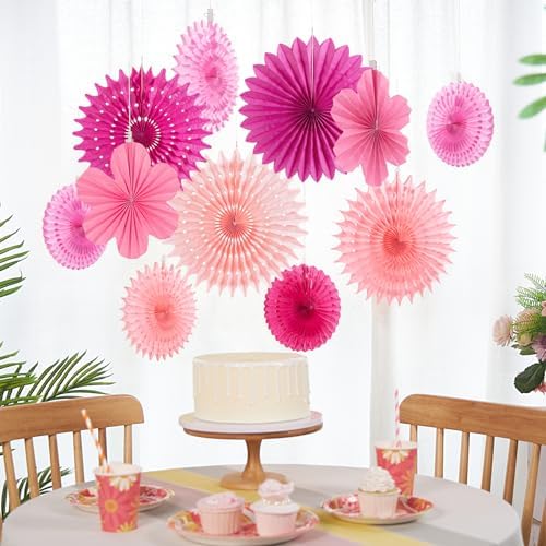 PAPER JAZZ Hot Pink Paper Flowers Decorations Pack of 11