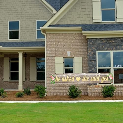 Joyiou He Asked She Said Yes Backdrop Banner for Wedding Engagement Party