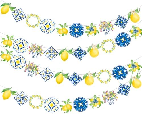 Capri Lemon Theme Party Decorations 4 Pack