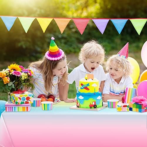Riakrum Rainbow Plastic Tablecloths 3 Pack