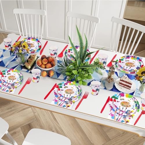 Atonofun Art Party Dinnerware Set for 24