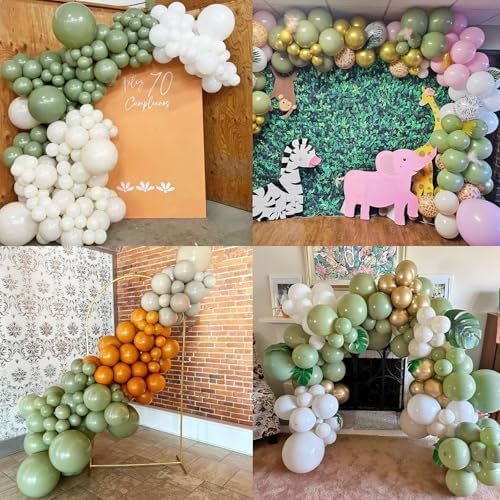 50pcs Sage Green Balloons with Ribbon and Glue