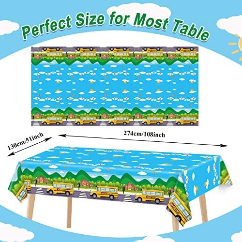 Gisgfim 3 Pcs School Bus Tablecloths Party Decor