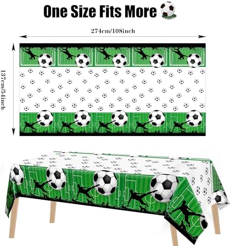 Kochorie 2 Piece Soccer Themed Tablecloth