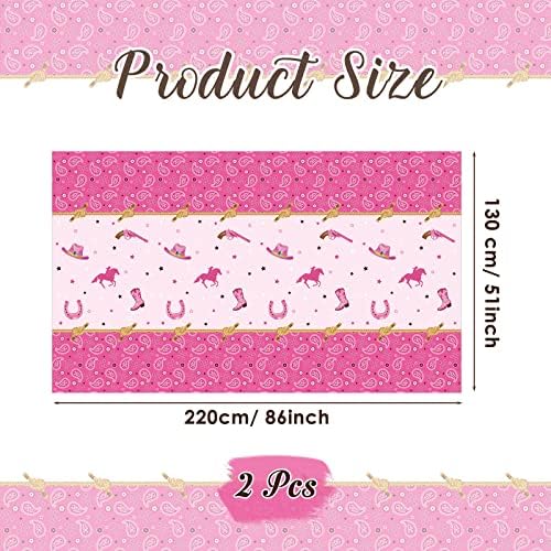 Tudomro Pink Cowgirl Party Table Cover Bandana Tablecloth 2 Pack