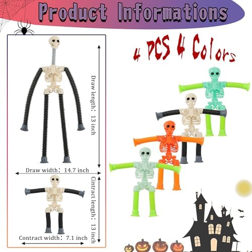 4 Pack Stretchy Skeleton Fidget Toys for Kids