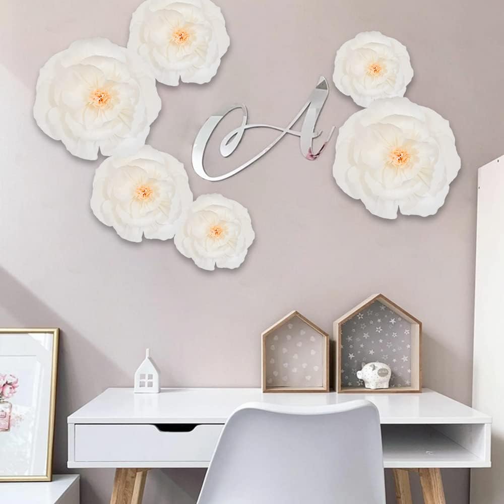 BEISHIDA 6 Piece Paper Flower Decoration Set White