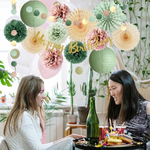 Sage Green and Dusty Pink Birthday Decor Kit