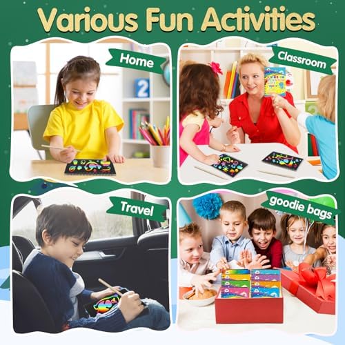 ZMLM Rainbow Scratch Art Notebook 16 Pcs Kids Craft Kit