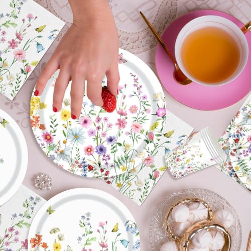 40 Pcs Wildflower Plates and Napkins Party Kit