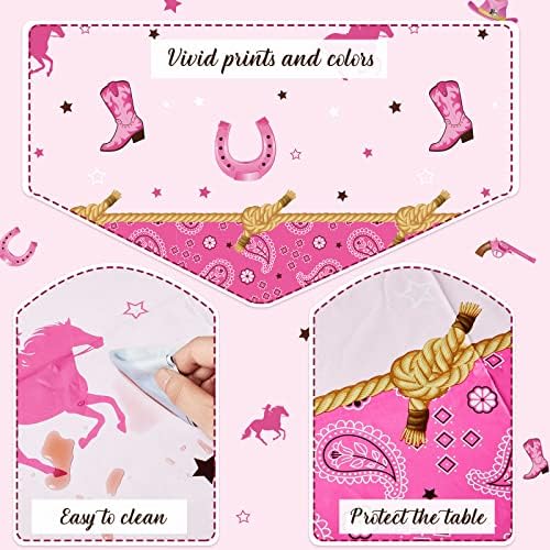 Tudomro Pink Cowgirl Party Table Cover Bandana Tablecloth 2 Pack
