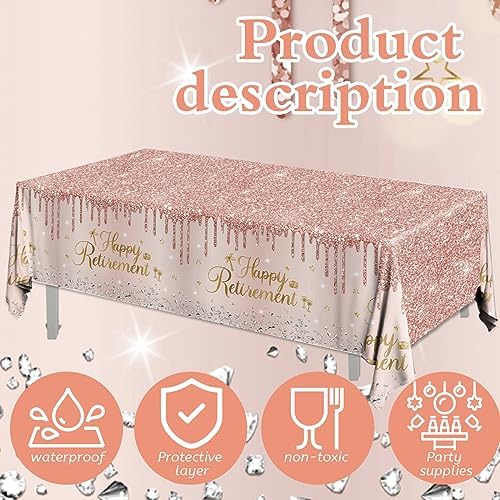 Pink Retirement Party Tablecloths 3pcs Rose Gold Decor