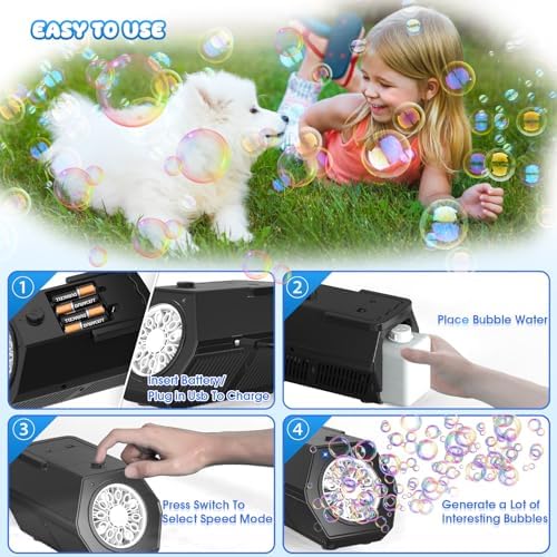 PANACARE Automatic Bubble Machine with LED Lights