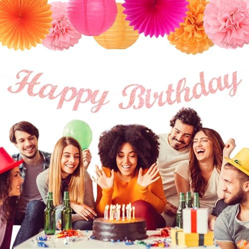 Hot Pink Orange Birthday Decor Kit - 31pcs Boho Party Supplies
