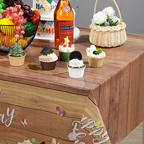 Floral Birthday Tablecloths with Butterfly Design 3 Pcs