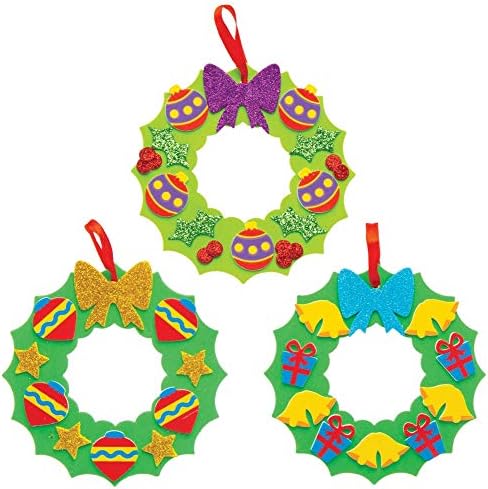 Baker Ross AT303 Christmas Wreath Craft Kits Festive Paper Craft Pack of 8